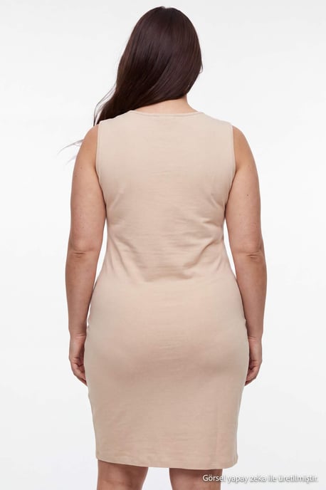 Trendyol Curve Women's Black Plain Midi Sleeveless Shift Plus Size Dress - Image 5