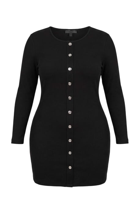 Trendyol Curve Dam Svart Enfärgad Kort / Mini Lång Bodycon Stora storlekar Klänning - Image 4