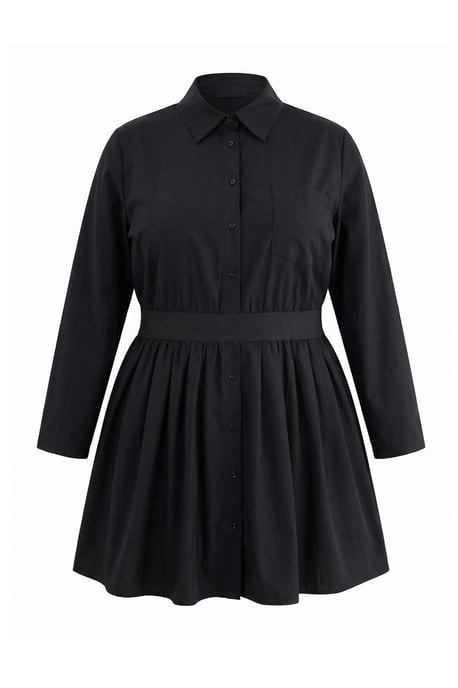 Trendyol Curve Dames Zwart Effen Kort / Mini Lang Blousejurk Grote maten Jurk - Image 4