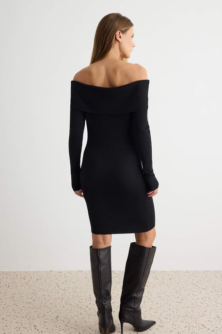TRENDYOLMİLLA Dam Svart Enfärgad Kort / Mini Lång Bodycon Klänningar - Image 3