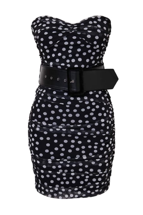 TRENDYOLMİLLA Dam Svart Prickig Kort / Mini Ärmlös Bodycon Klänningar - Image 5