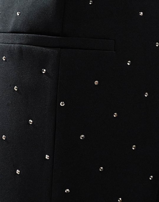 ASOS DESIGN exaggerated shoulder hotfix waistcoat in black - Image 3