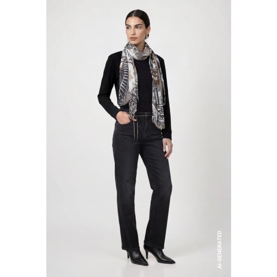 Monari scarf with emblem pattern 810060 998 black pattern - Image 2