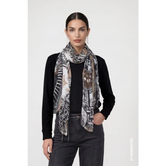 Monari scarf with emblem pattern 810060 998 black pattern - Image 5