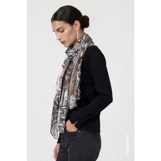 Monari scarf with emblem pattern 810060 998 black pattern - Image 6