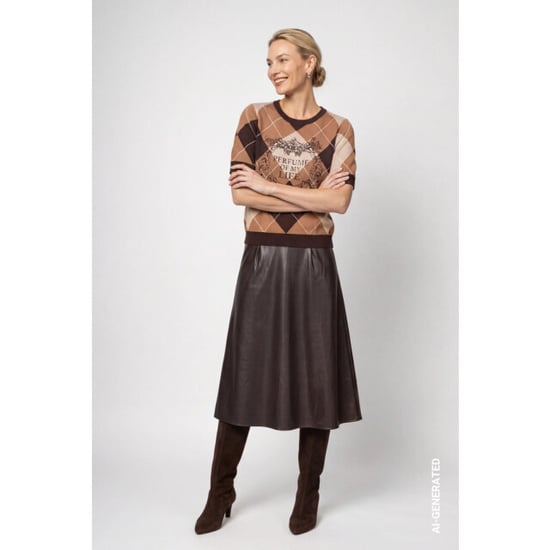 Monari diamond-patterned jumper 809893 569 black coffee pattern - Image 3