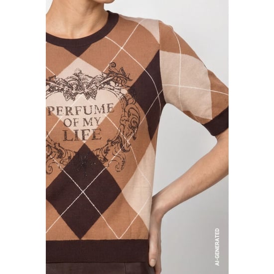 Monari diamond-patterned jumper 809893 569 black coffee pattern - Image 4