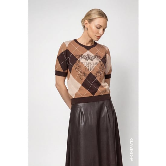 Monari diamond-patterned jumper 809893 569 black coffee pattern - Image 5