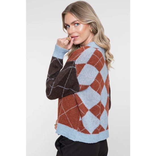 Geisha 64558-70 775 vest argyle toffee/brown/light blue - Image 1
