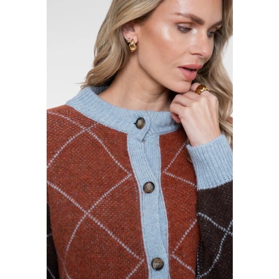Geisha 64558-70 775 vest argyle toffee/brown/light blue - Image 3