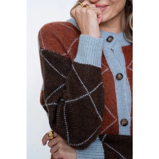 Geisha 64558-70 775 vest argyle toffee/brown/light blue - Image 6
