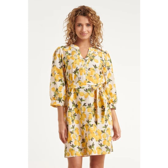 Smashed Lemon Jurk met citroenprint in geel en groen met ceintuur | - Image 2