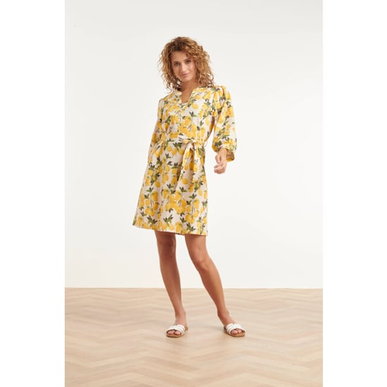 Smashed Lemon Jurk met citroenprint in geel en groen met ceintuur | - Image 6