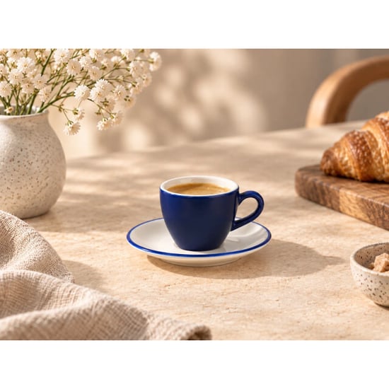 Bonna Espresso kopjes & schotel lavis blue porselein set van 6 - Image 1