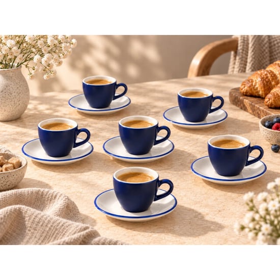 Bonna Espresso kopjes & schotel lavis blue porselein set van 6 - Image 2