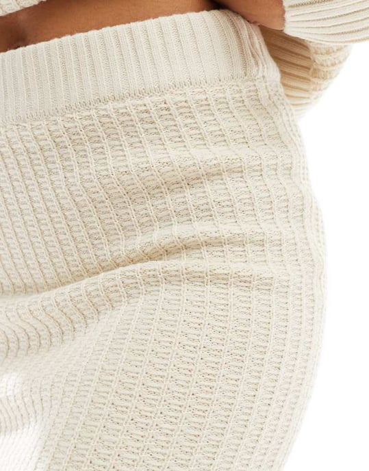 Vero Moda waffle texture mini skirt co-ord in cream - Image 4