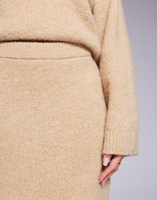 ASOS DESIGN wool blend mini skirt co-ord in honey beige - Image 2