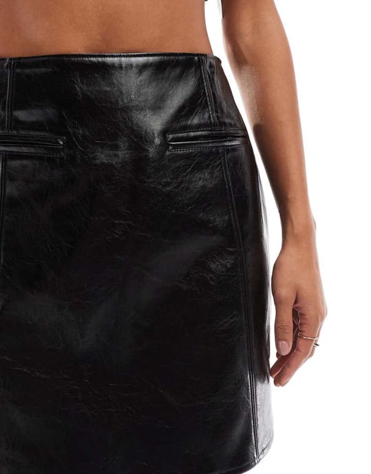 French Connection PU mini skirt in black - Image 4