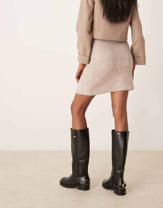 Vila knitted mini skirt in beige - Image 4