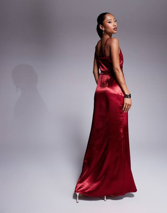 Never Fully Dressed Mimi lace cut-out slip midaxi dress in oxblood - Image 2
