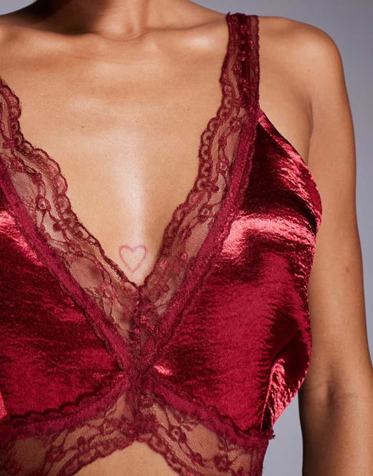 Never Fully Dressed Mimi lace cut-out slip midaxi dress in oxblood - Image 4