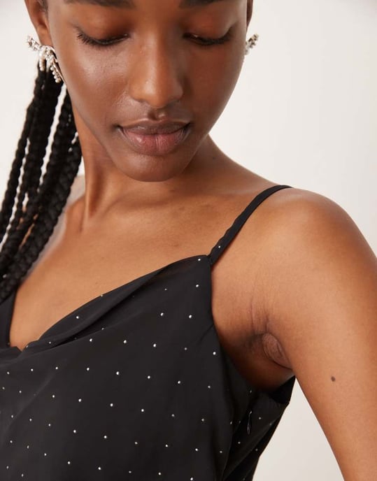 JDY stud details midaxi dress in black - Image 2