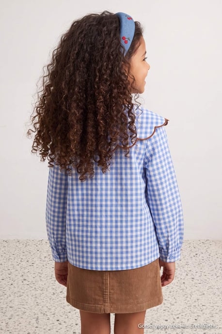 TRENDYOLKIDS Girls Blue Graphic Long Regular fit Shirts - Image 3
