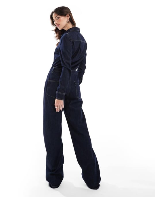 ASOS DESIGN denim jumpsuit in indigo - Image 4
