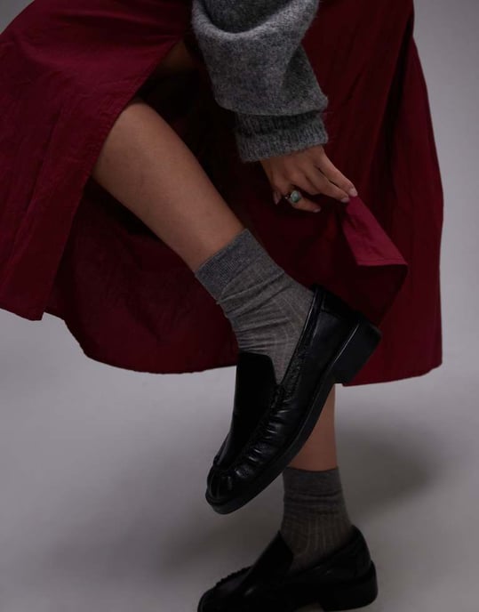 Topshop krinklad bomull tvättad helkjol i burgundy - Image 4