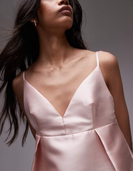 Topshop co-ord heavy satin top in pink - Image 2