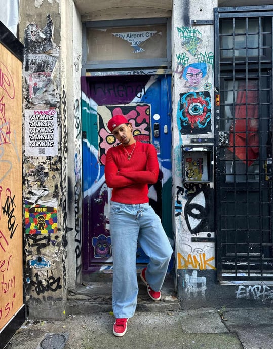 Labelrail x OliBrom fitted long sleeve ribbed top in red - Image 4