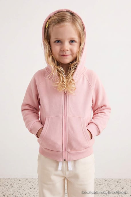 TRENDYOLKIDS Girls Pink Plain Long Regular fit Sweatshirts - Image 1