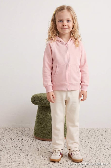 TRENDYOLKIDS Girls Pink Plain Long Regular fit Sweatshirts - Image 3