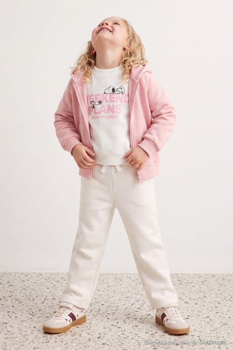 TRENDYOLKIDS Girls Pink Plain Long Regular fit Sweatshirts - Image 6