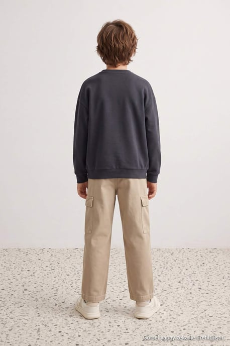TRENDYOLKIDS Boys Gray Graphic Long Regular fit Sweatshirts - Image 2