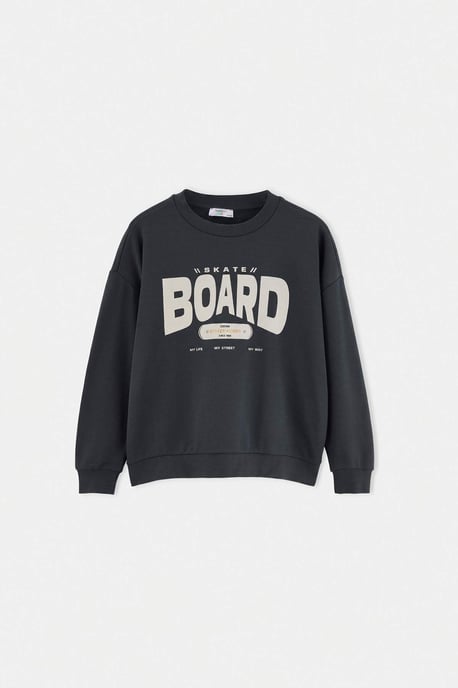 TRENDYOLKIDS Boys Gray Graphic Long Regular fit Sweatshirts - Image 4