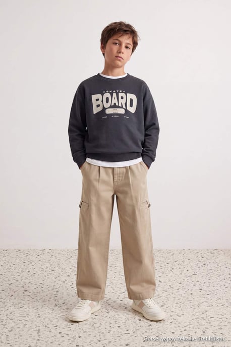 TRENDYOLKIDS Boys Gray Graphic Long Regular fit Sweatshirts - Image 6