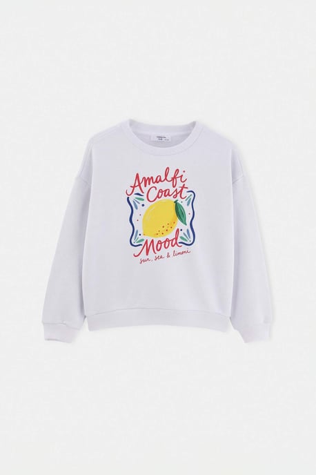 TRENDYOLKIDS Boys White Graphic Long Oversize Sweatshirts - Image 1
