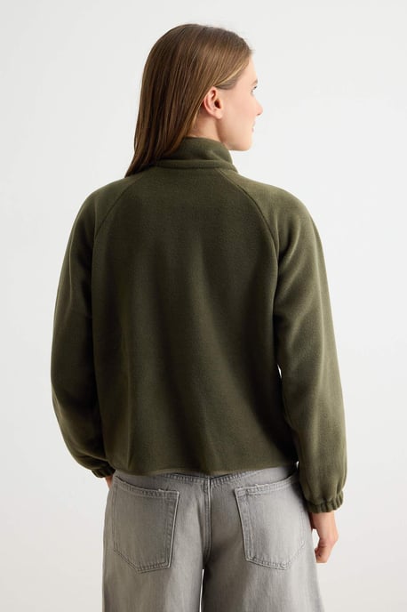 TRENDYOLMİLLA Women's Khaki Plain Long Relaxed fit Sweatshirts - Image 3