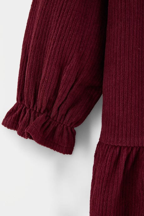 TRENDYOLKIDS Girls Burgundy Plain Midi Long A-line Dresses - Image 4