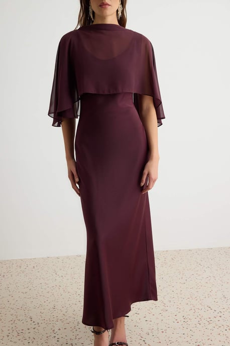 TRENDYOLMİLLA Dames Paars Effen Maxi Mouwloos Meerminmodel Jurken - Image 3