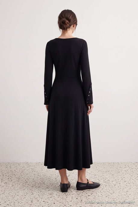 Trendyol Modest Women's Black Plain Maxi Long A-line Modest Dresses - Image 2