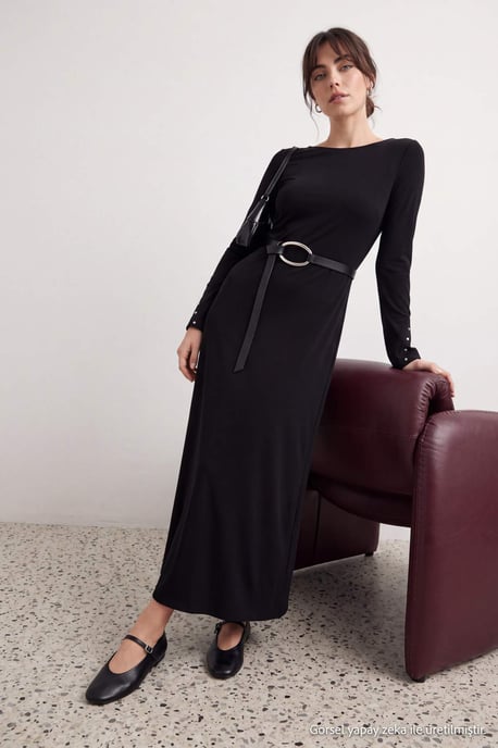 Trendyol Modest Women's Black Plain Maxi Long A-line Modest Dresses - Image 6