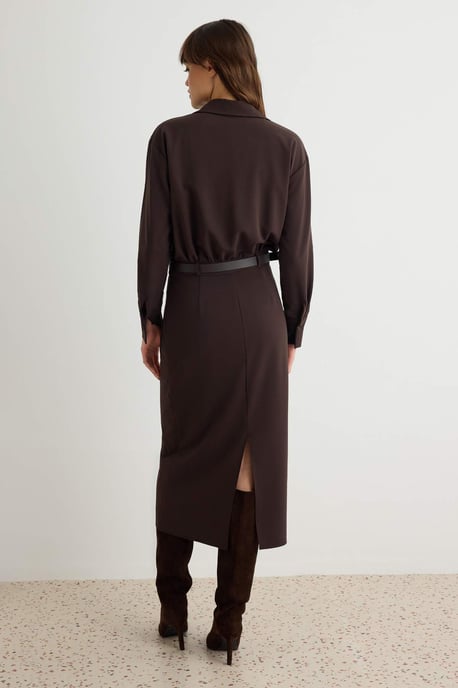 TRENDYOLMİLLA Dames Bruin Effen Maxi Lang Bodycon Jurken - Image 3