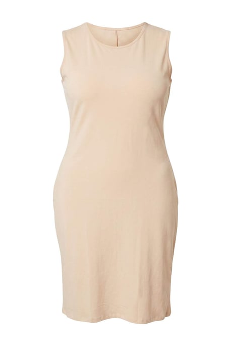 Trendyol Curve Dam Beige Enfärgad Midi Ärmlös Etuimodell Stora storlekar Klänning - Image 4