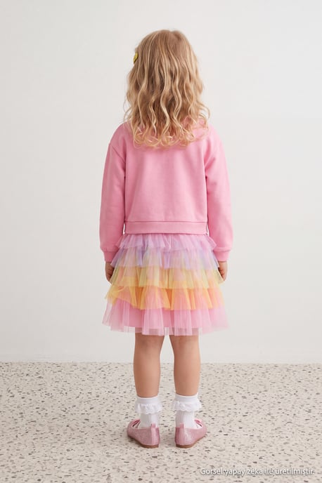 TRENDYOLKIDS Girls Pink Graphic Midi Long A-line Dresses - Image 3