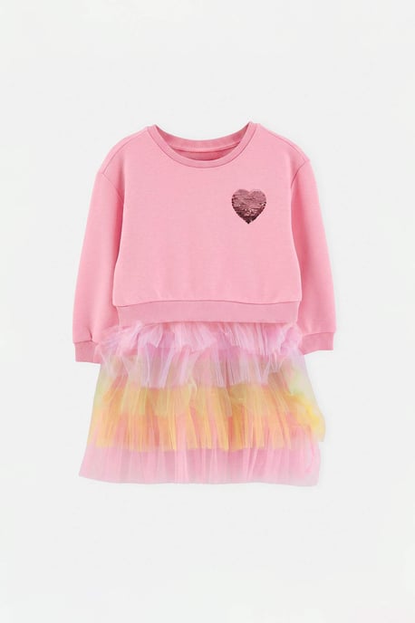 TRENDYOLKIDS Girls Pink Graphic Midi Long A-line Dresses - Image 4