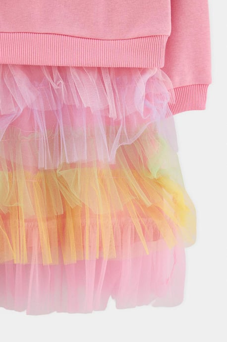 TRENDYOLKIDS Girls Pink Graphic Midi Long A-line Dresses - Image 5