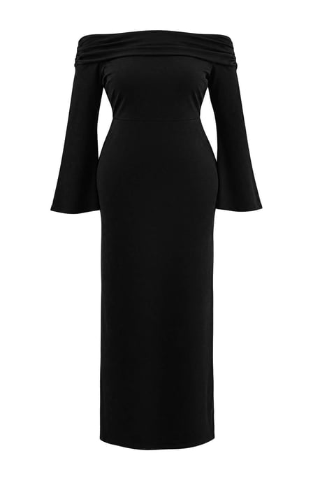 Trendyol Curve Dam Svart Enfärgad Maxi Lång Etuimodell Stora storlekar Klänning - Image 2