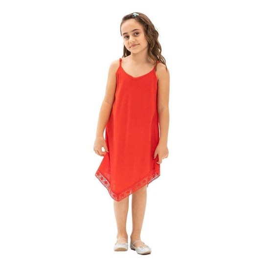 Çağla Şile Fabric Girl's Summer Dress Red - Image 2
